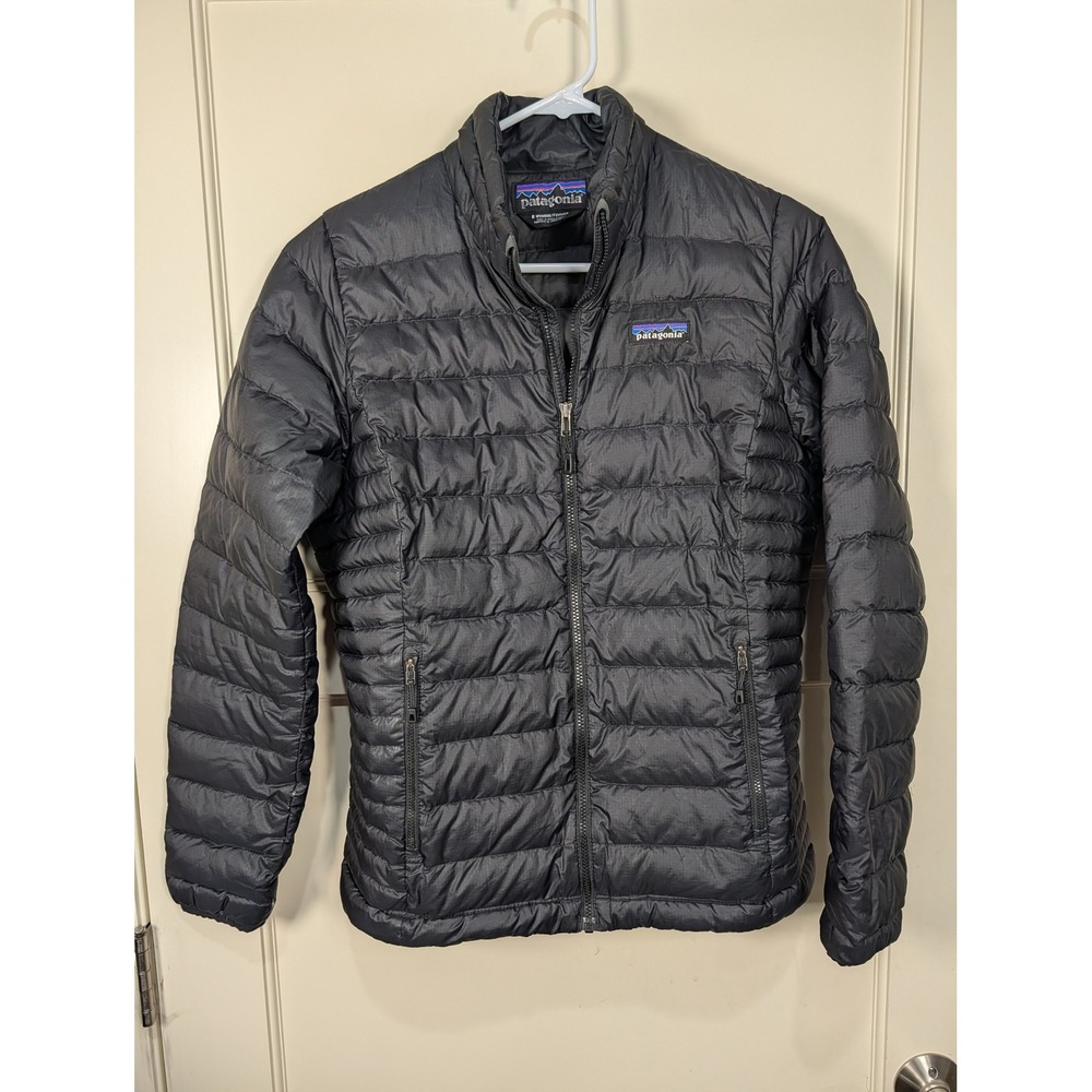 Patagonia Womens Down Sweater Jacket Black Puffer Full Zip Small 84681